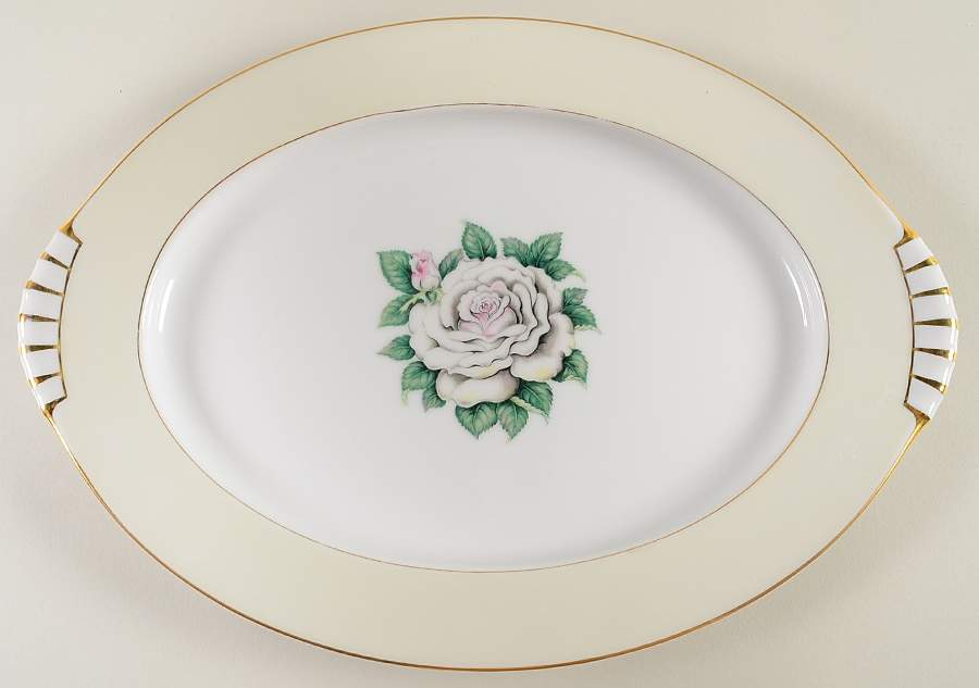 White Rose 15" Oval Serving Platter by Narumi-1