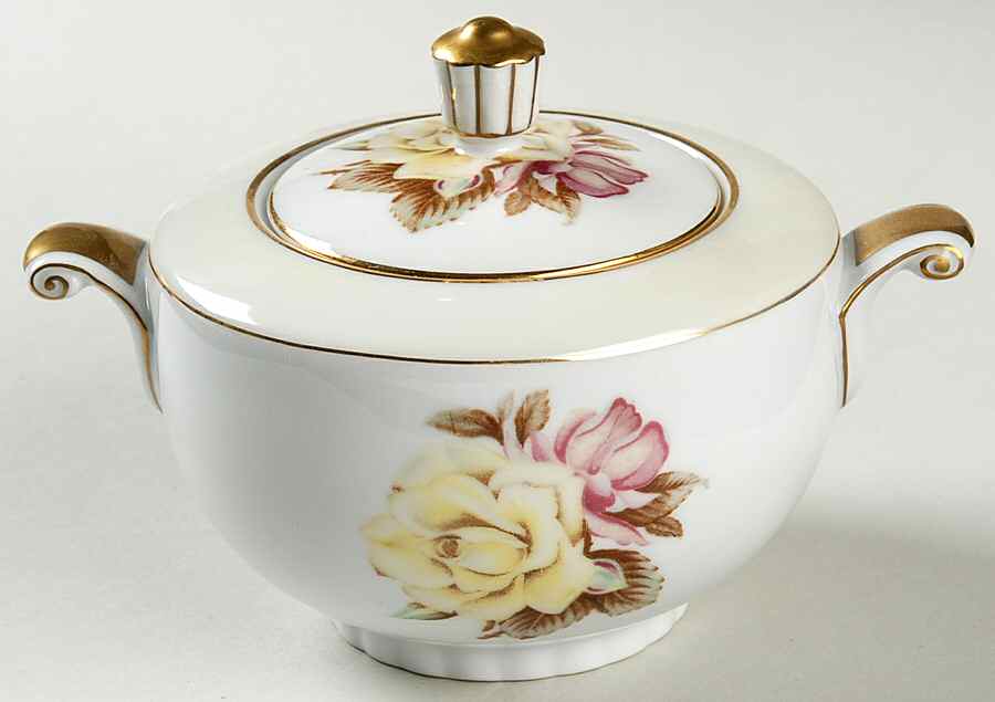Yellow Rose Sugar Bowl & Lid by Narumi-1