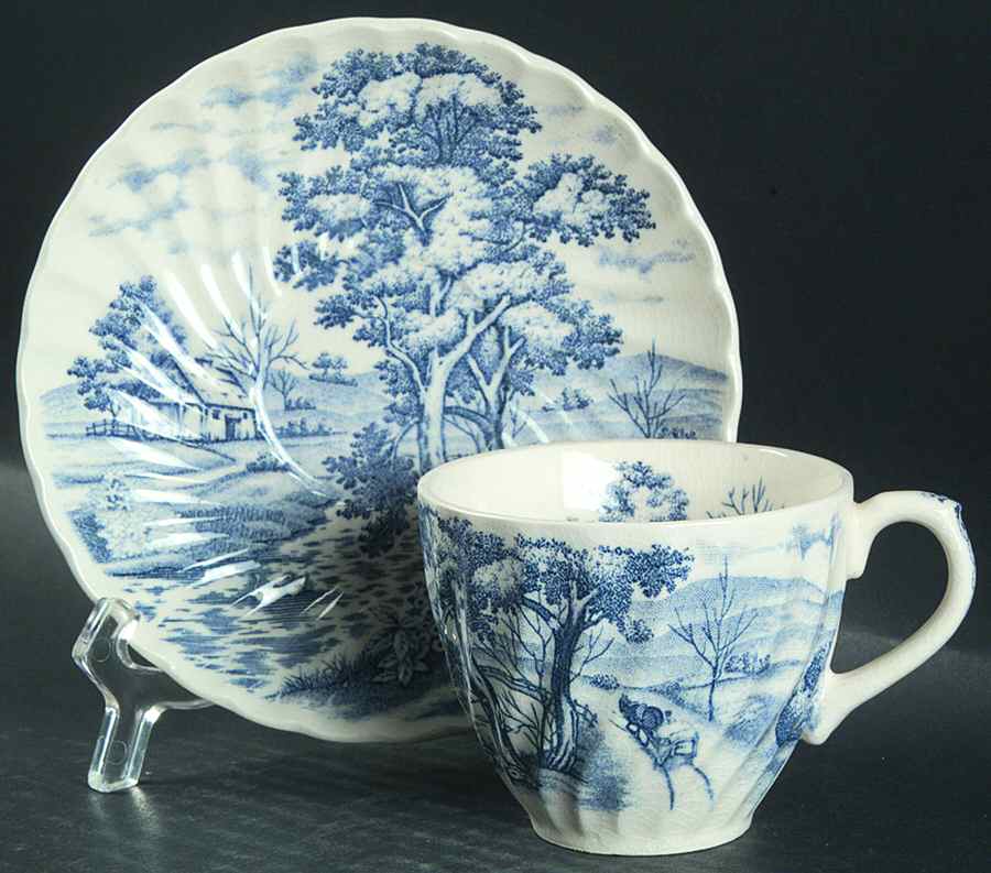 Blue River Flat Cup & Saucer Set by Nasco (Japan)-1