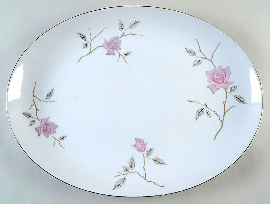 Dawn Rose 16" Oval Serving Platter by Nasco (Japan)-1