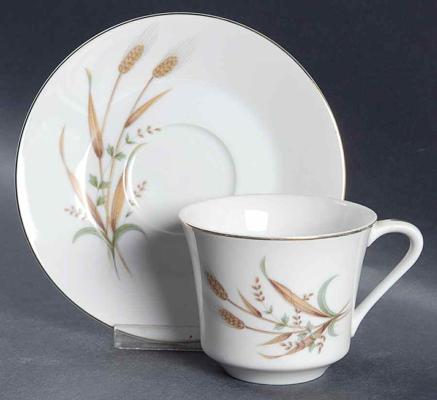 Golden Harvest Flat Cup & Saucer Set by Nasco (Japan)-1