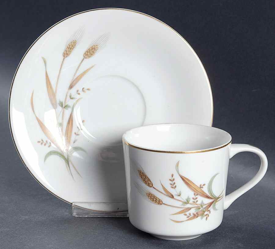 Golden Harvest Flat Cup & Saucer Set by Nasco (Japan)-1