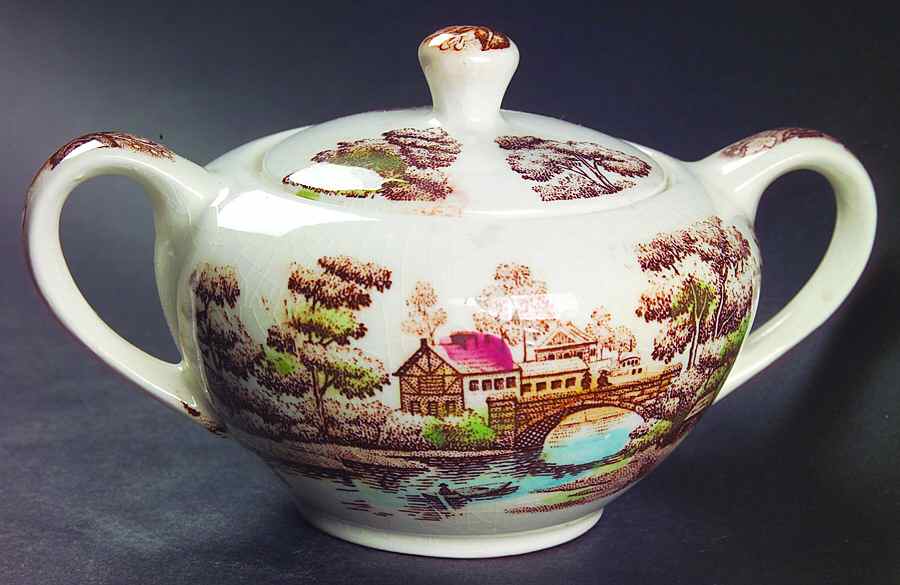 Holiday Sugar Bowl & Lid by Nasco (Japan)-1