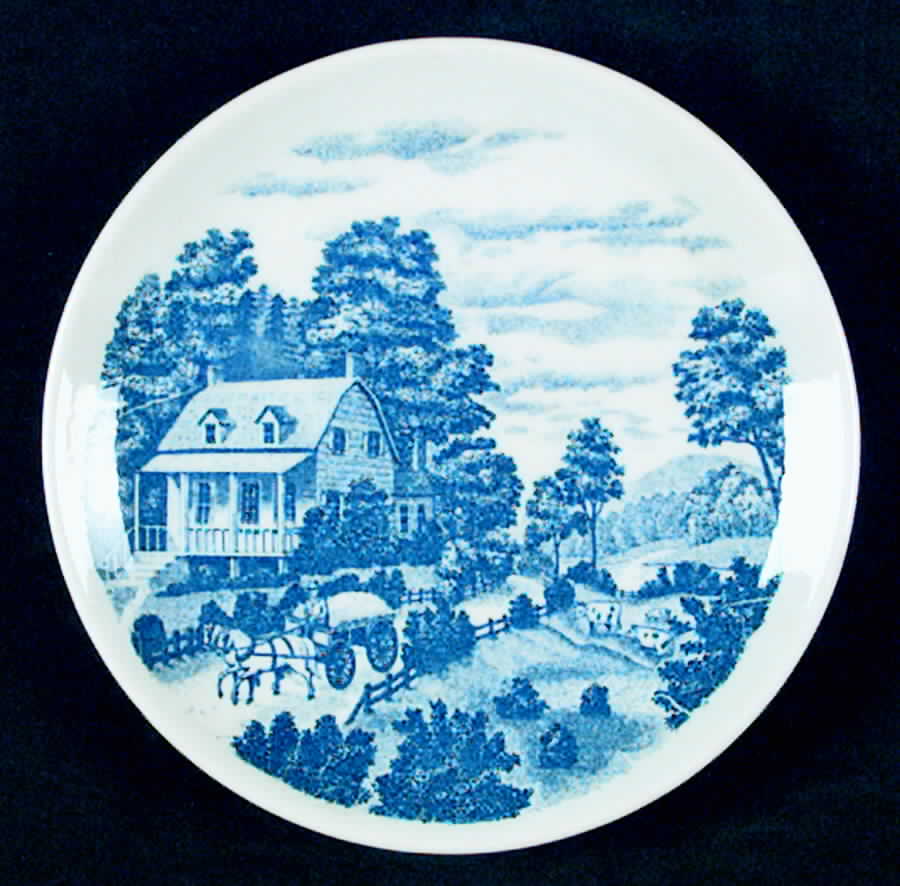 Homestead Blue Bread & Butter Plate by Nasco (Japan)-1