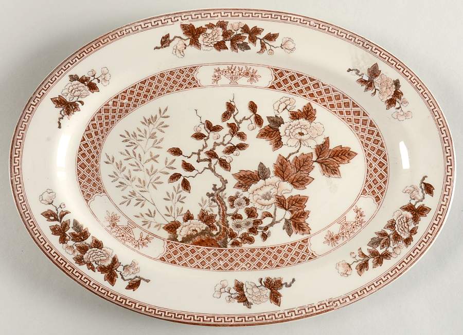 Indian Tree Brown (Japan) 12" Oval Serving Platter by Nasco (Japan)-1
