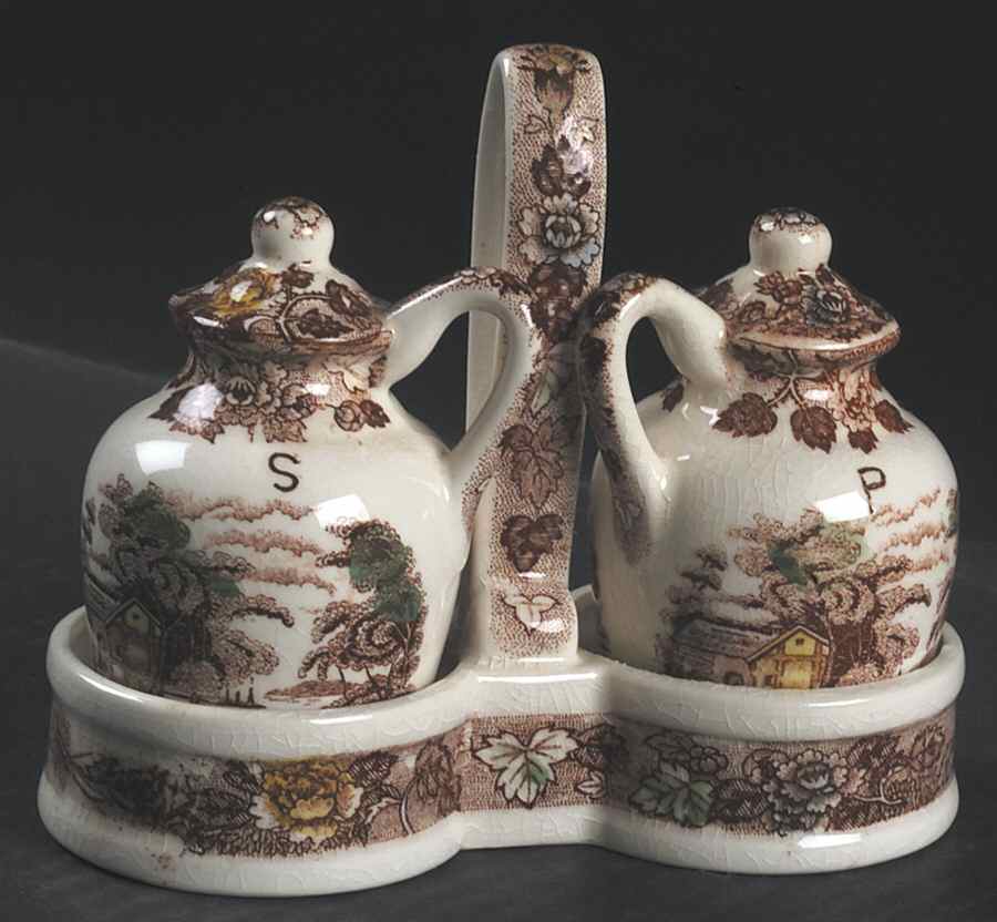 Mountain Woodland (3 Pc) Salt & Pepper Tray Set by Nasco (Japan)-1