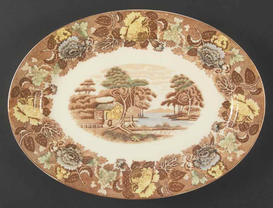 Mountain Woodland 12" Oval Serving Platter by Nasco (Japan)-1