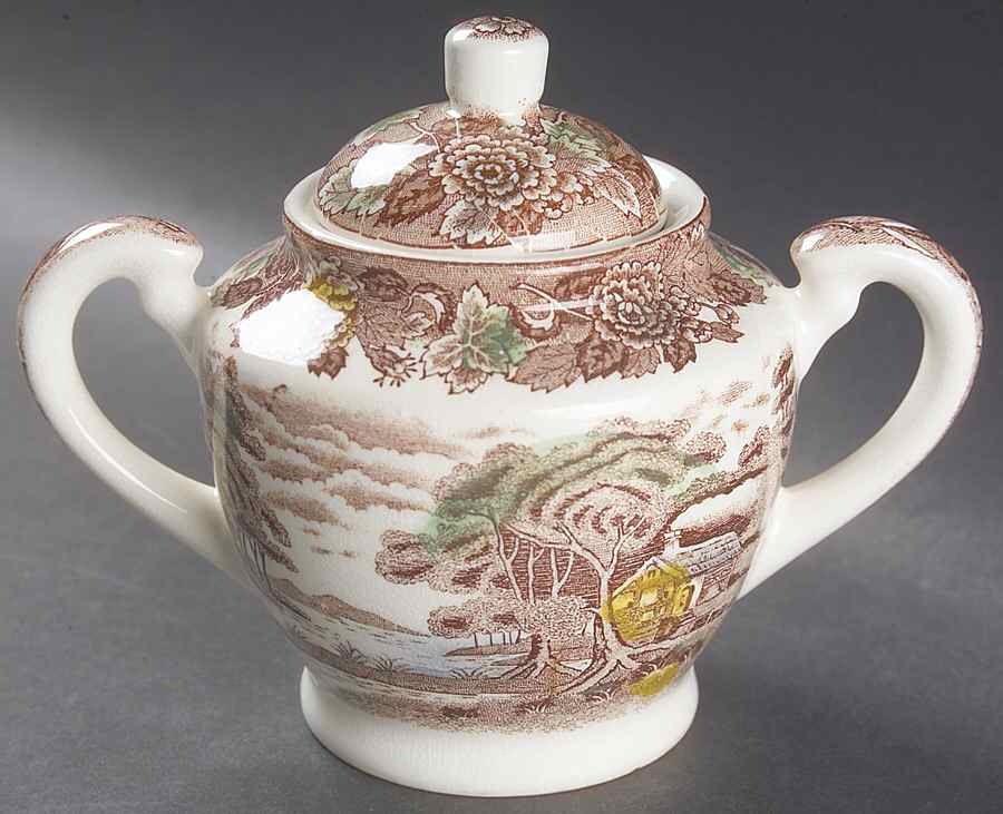 Mountain Woodland Sugar Bowl & Lid by Nasco (Japan)-1