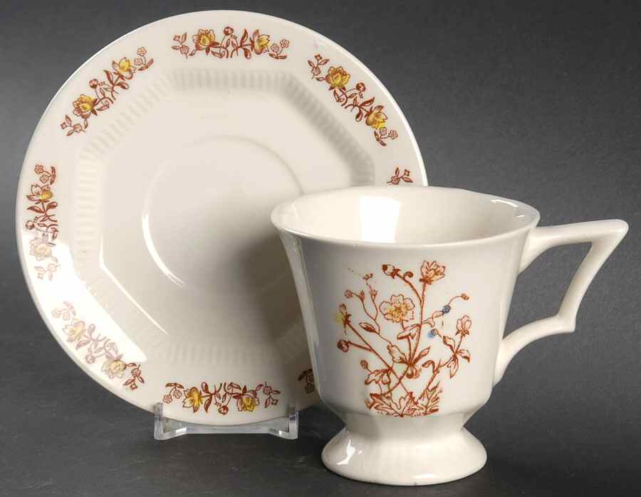 Prairie Flower Footed Cup & Saucer Set by Nasco (Japan)-1