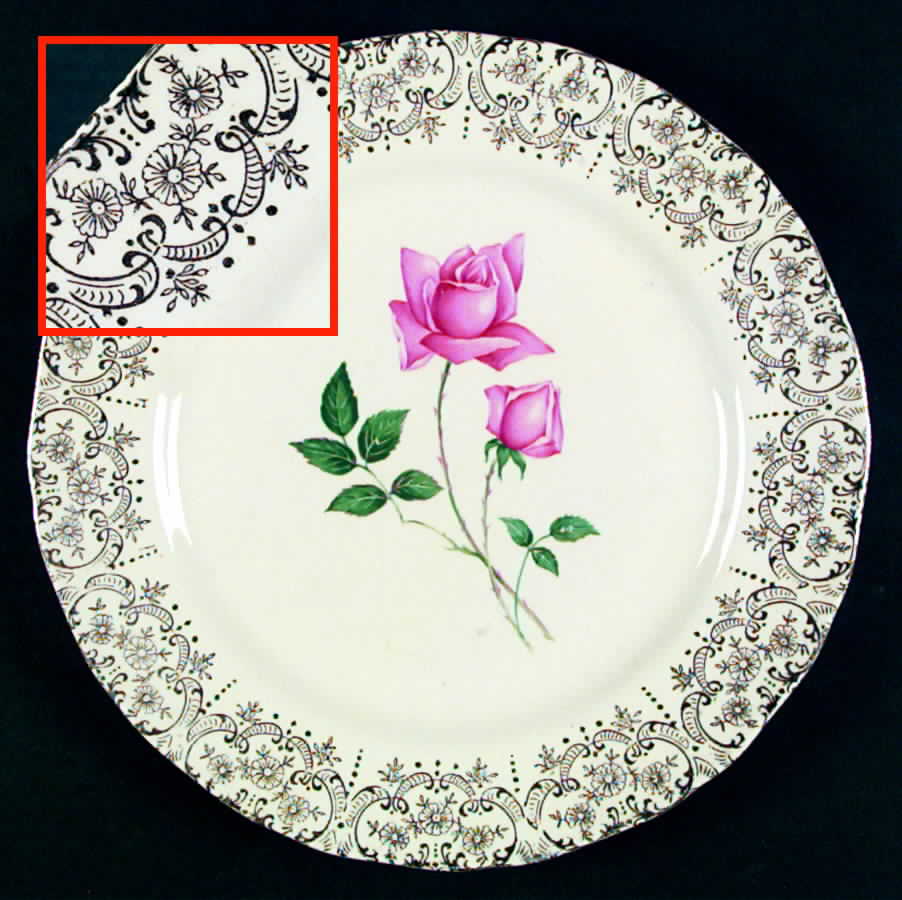 Queens Rose (Gold Filigree) Dinner Plate by Nasco (Japan)-1