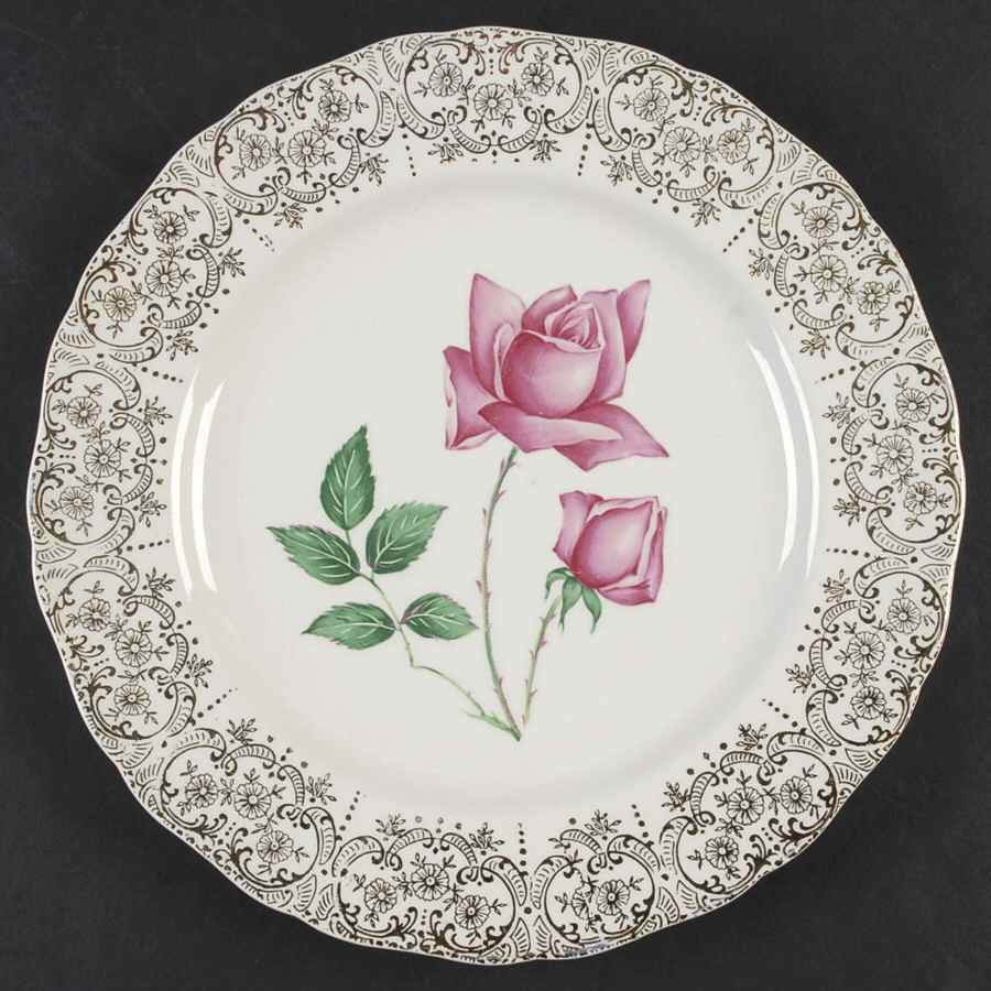 Queens Rose (Gold Filigree) Dinner Plate by Nasco (Japan)-1