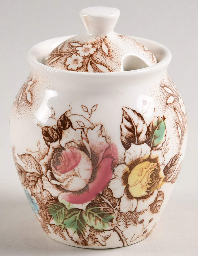 Rose Arbor Brown Multicolor Marmalade & Lid by Nasco (Japan)-1