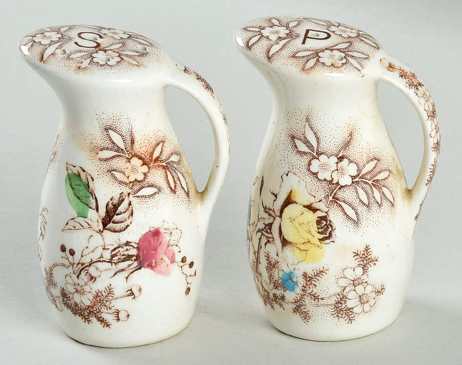 Rose Arbor Brown Multicolor Salt & Pepper Set by Nasco (Japan)-1
