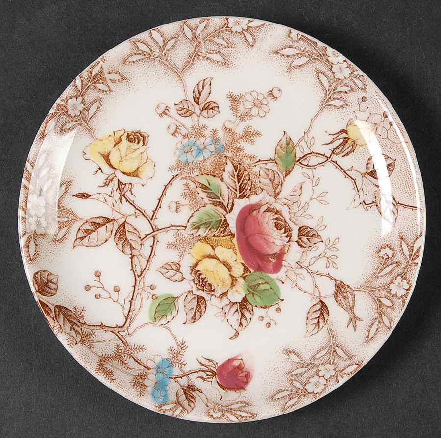 Rose Arbor Brown Multicolor Bread & Butter Plate by Nasco (Japan)-1