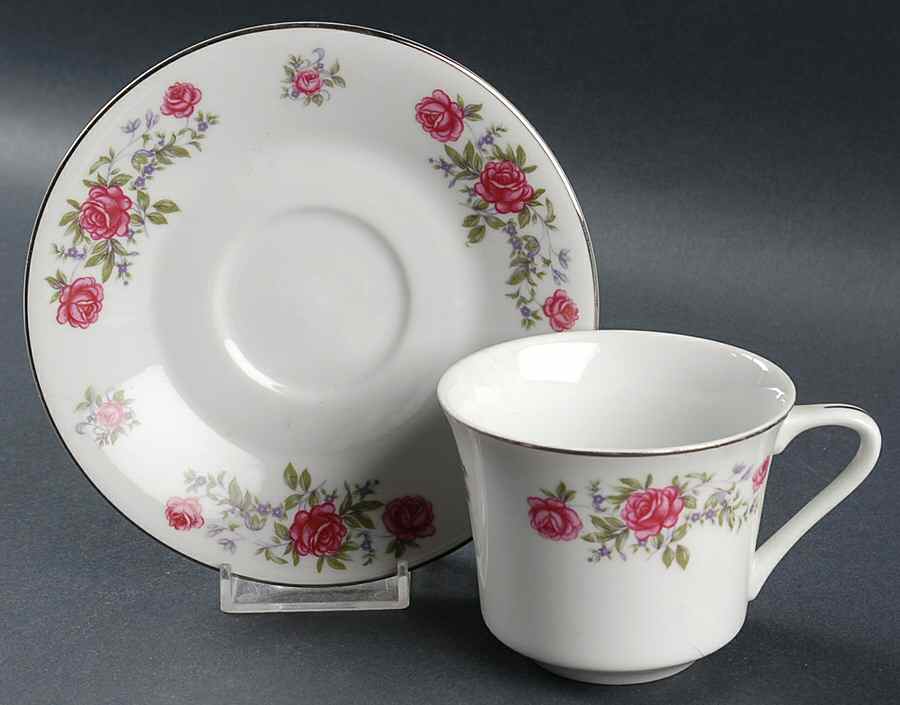 Rose Ann Flat Cup & Saucer Set by Nasco (Japan)-1