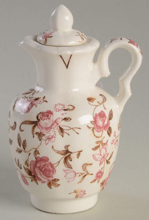 Rose Garden Vinegar Cruet and Stopper by Nasco (Japan)-1