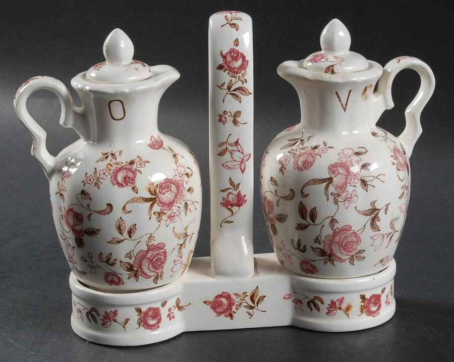 Rose Garden Vinegar and Oil Tray Set by Nasco (Japan)-1