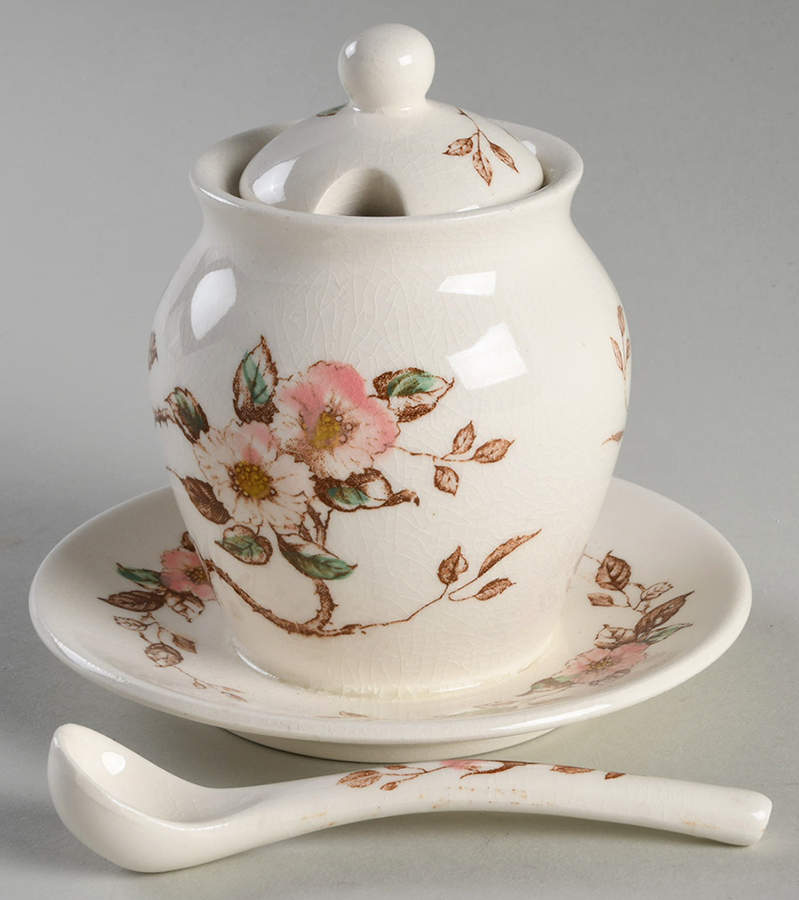 Springtime Jam/Jelly & Lid w/Attached Underplate & Spoon by Nasco (Japan)-1