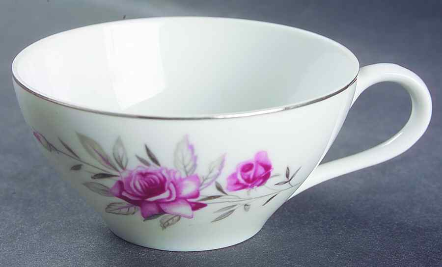 Wild Rose (Platinum Trim) Flat Cup by Nasco (Japan)-1