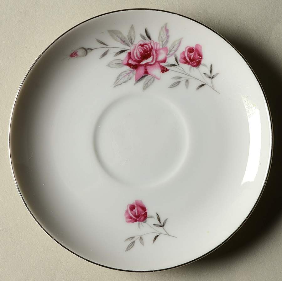 Wild Rose (Platinum Trim) Saucer for Flat Cup by Nasco (Japan)-1