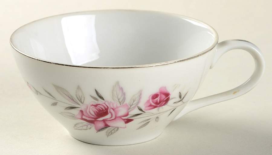 Wild Rose (Platinum Trim) Flat Cup by Nasco (Japan)-1