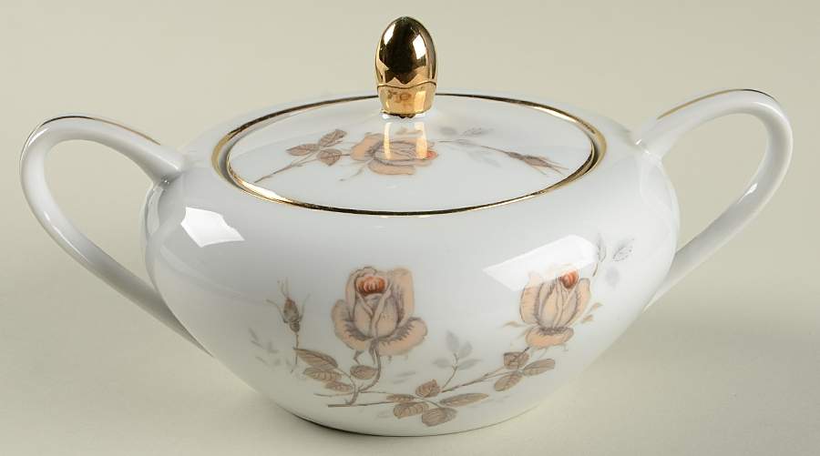 Wood Rose Sugar Bowl & Lid by Nasco (Japan)-1