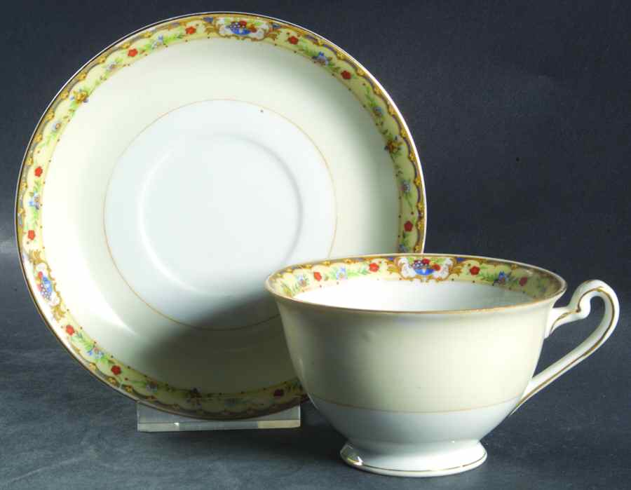 Canterbury Bells Footed Cup & Saucer Set by National China-1