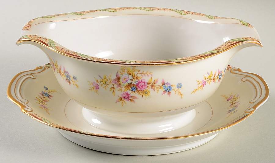 Corinthia Round Gravy Boat/Attached Underplate by National China-1