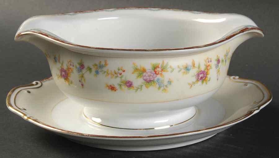 Jeanine Gravy Boat with Attached Underplate by National China-1