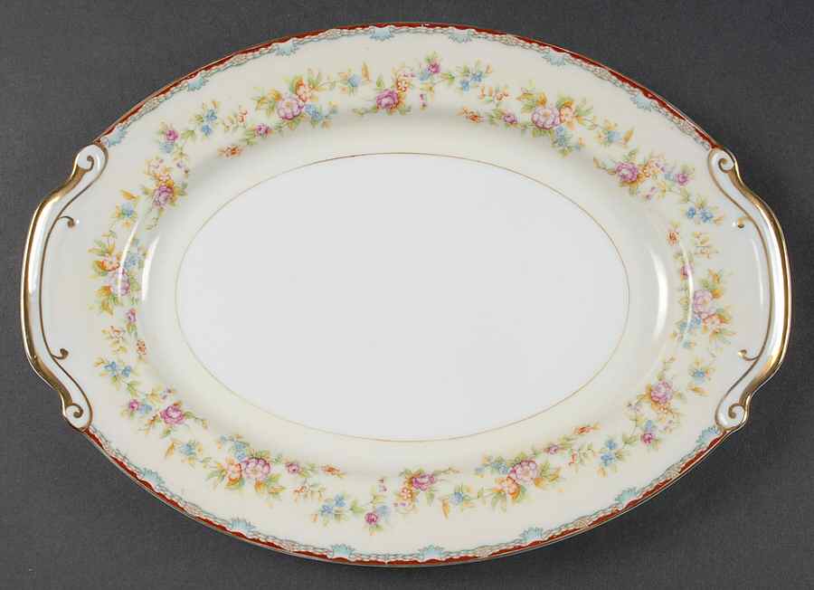 Jeanine 11" Oval Serving Platter by National China-1