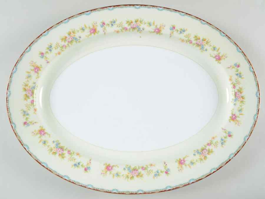 Jeanine 16" Oval Serving Platter by National China-1