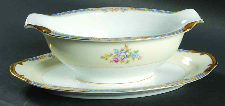 Langley Gravy Boat with Attached Underplate by National China-1