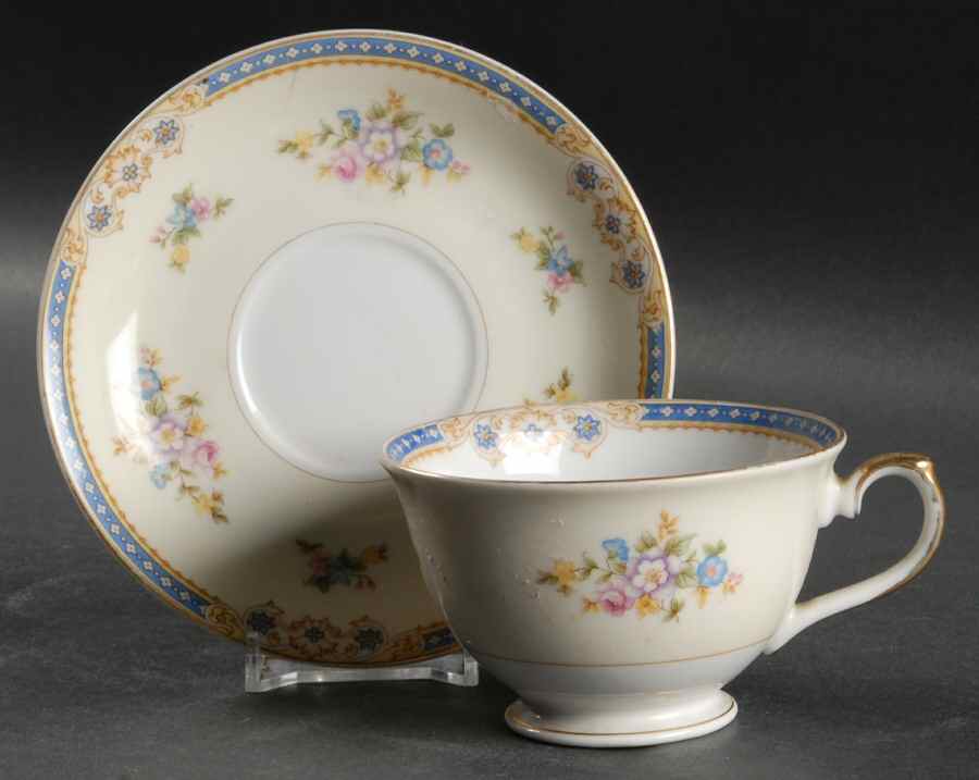 Langley Footed Cup & Saucer Set by National China-1