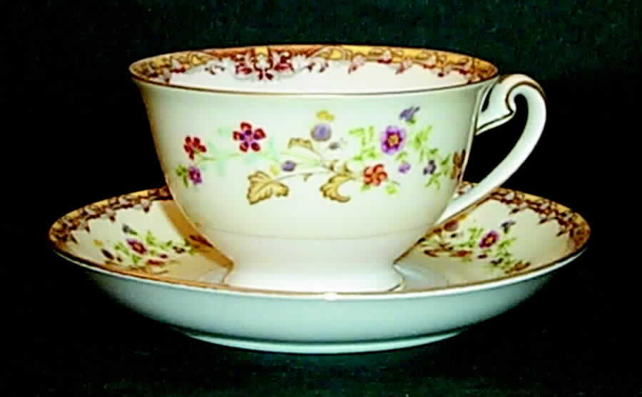 L'Automne Footed Cup & Saucer Set by National China-1