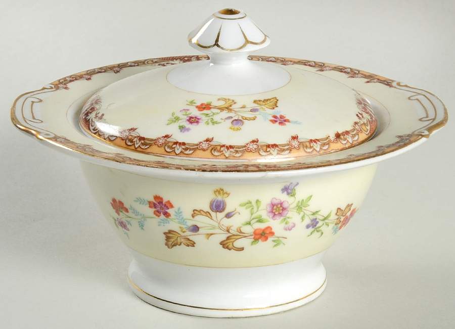 L'Automne Sugar Bowl & Lid by National China-1
