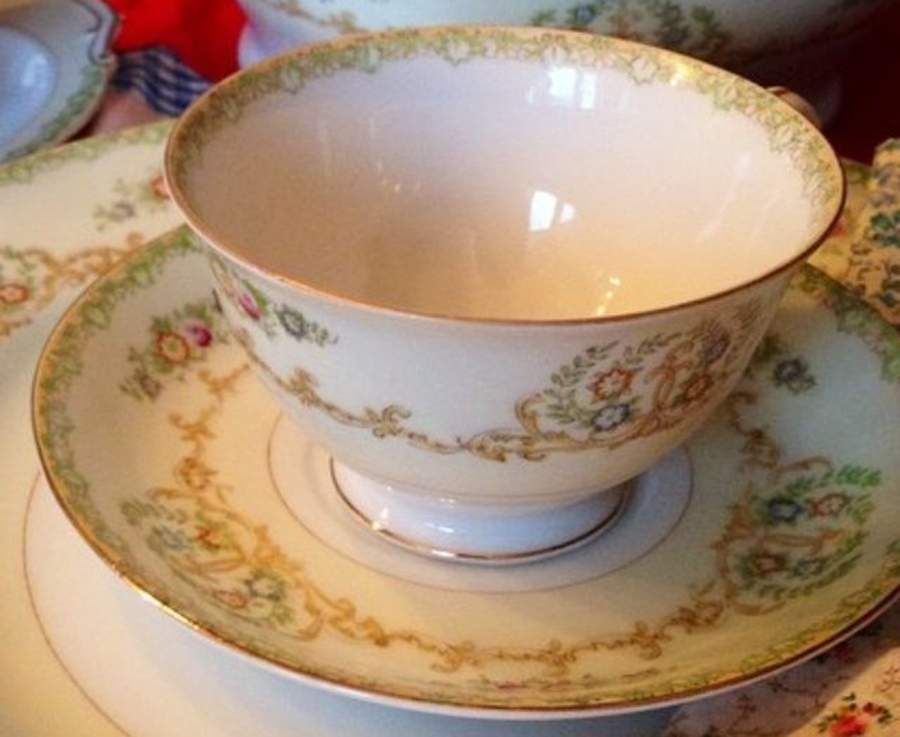 NAT1 Footed Cup & Saucer Set by National China-1