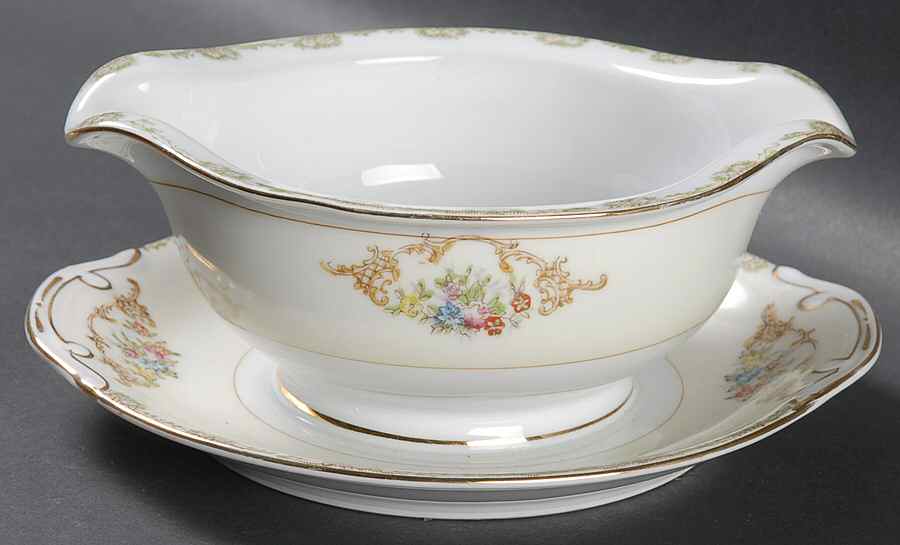 NAT14 Gravy Boat with Attached Underplate by National China-1