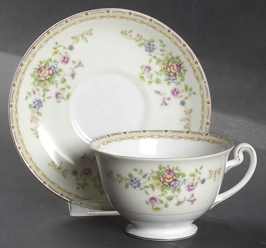 Patricia Footed Cup & Saucer Set by National China-1