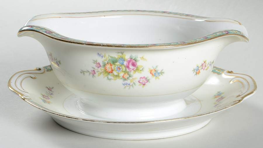 Rosemary Gravy Boat with Attached Underplate by National China-1