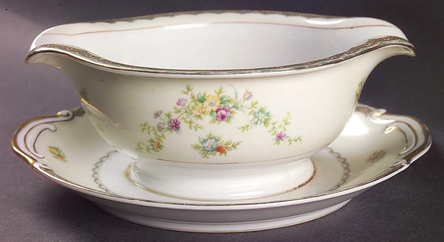 St. Louise Gravy Boat with Attached Underplate by National China-1