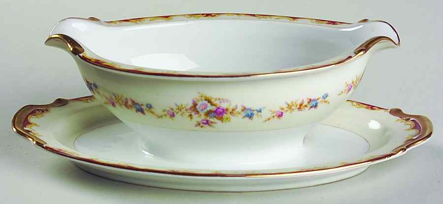 Wembley Round Gravy Boat/Attached Underplate by National China-1