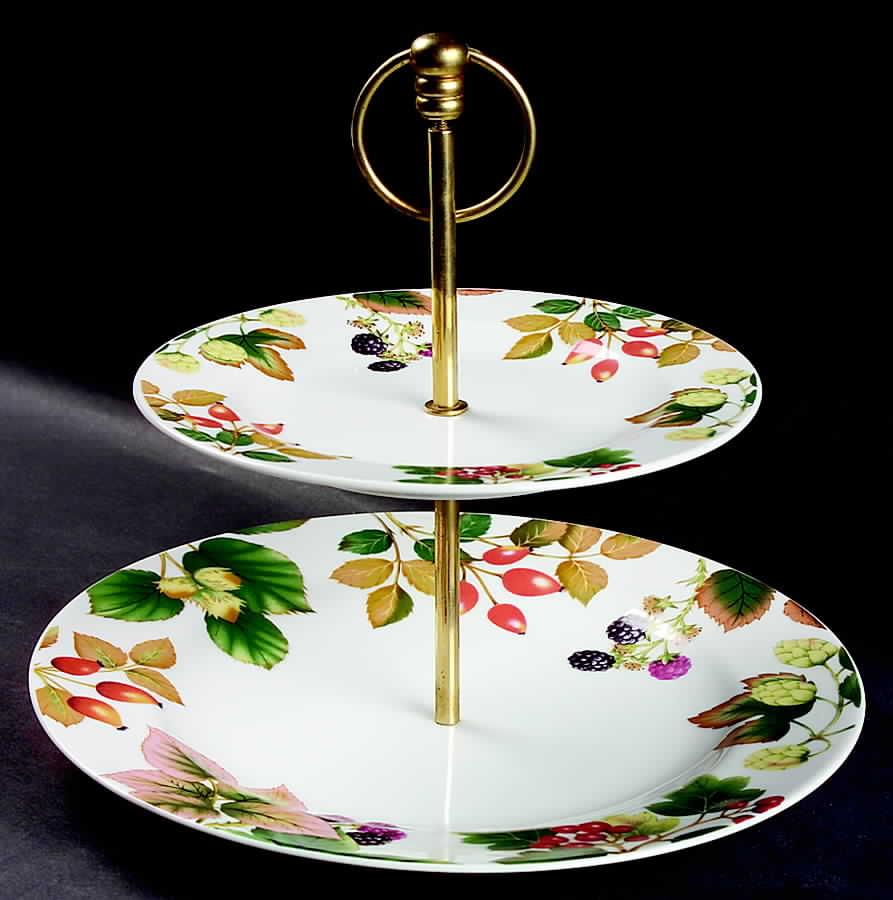 English Country Fruit 2 Tiered Serving Tray (Dinner & Salad Plate) by Nancy Calhoun-1
