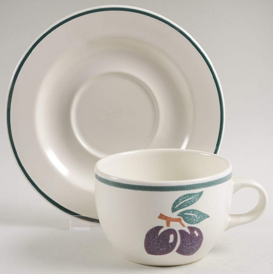 Fancy Fruit Flat Cup & Saucer Set by Nancy Calhoun-1