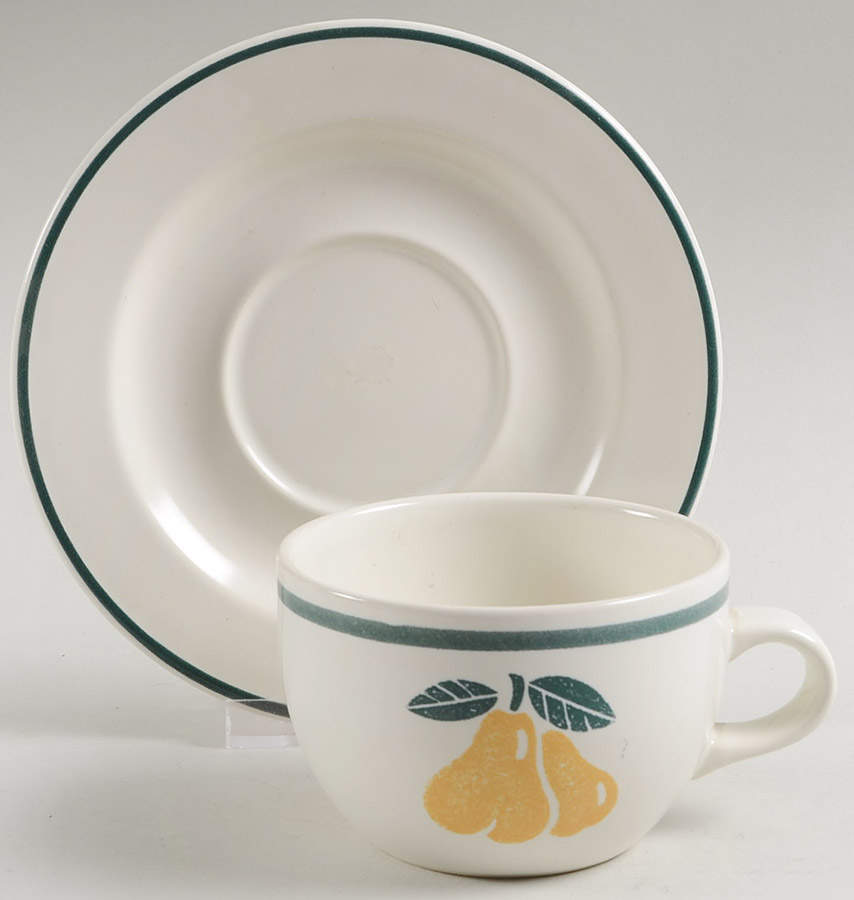 Fancy Fruit Flat Cup & Saucer Set by Nancy Calhoun-1