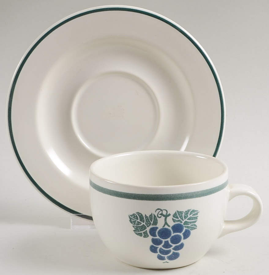 Fancy Fruit Flat Cup & Saucer Set by Nancy Calhoun-1