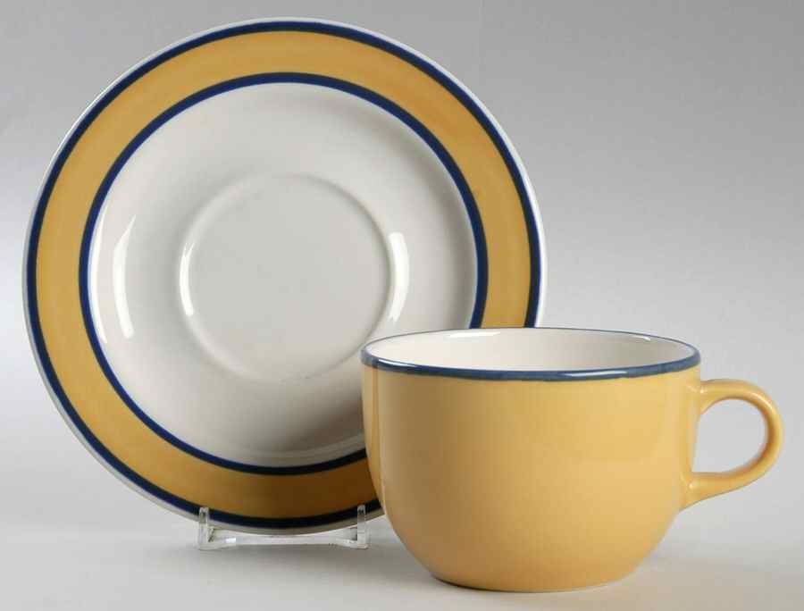 Fusions Honey Flat Cup & Saucer Set by Nancy Calhoun-1