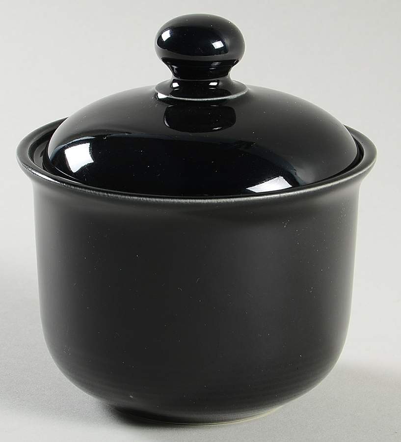 Solid Color Black Sugar Bowl & Lid by Nancy Calhoun-1