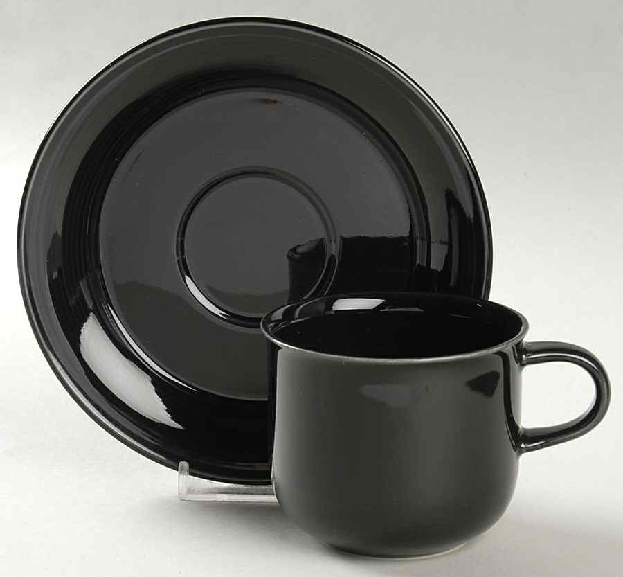 Solid Color Black Flat Cup & Saucer Set by Nancy Calhoun-1
