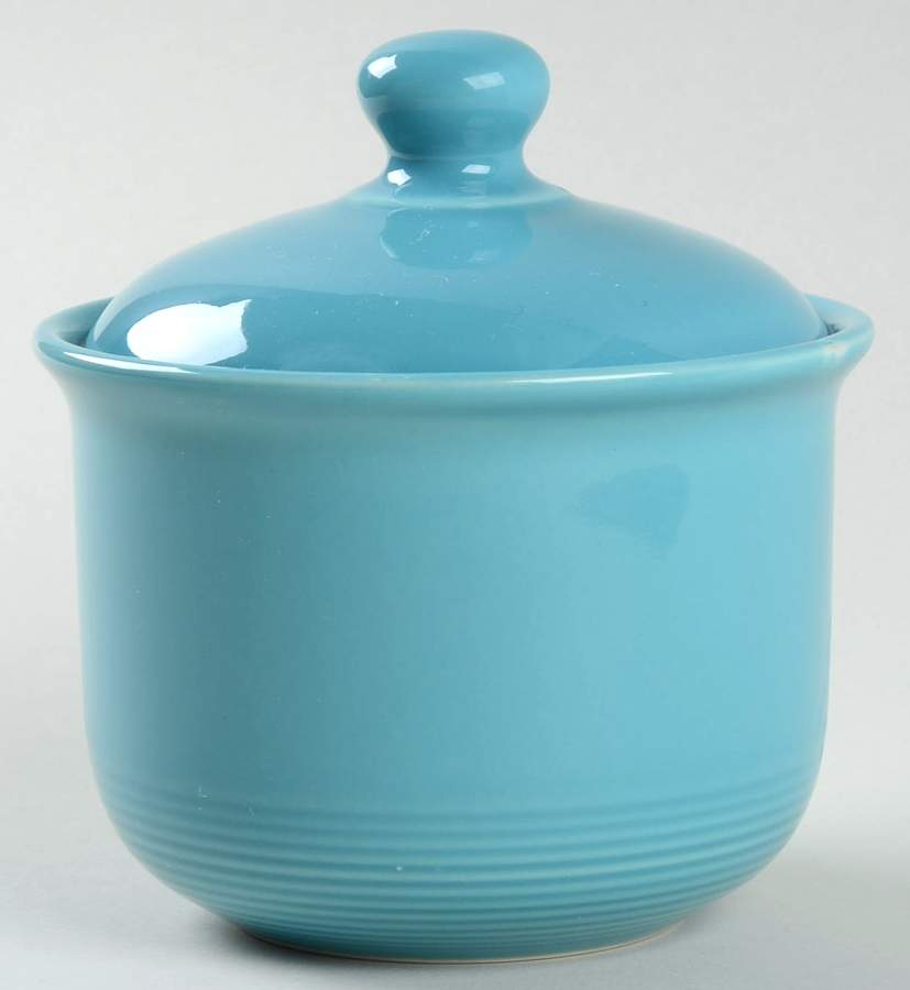 Solid Color Dark Aqua Sugar Bowl & Lid by Nancy Calhoun-1