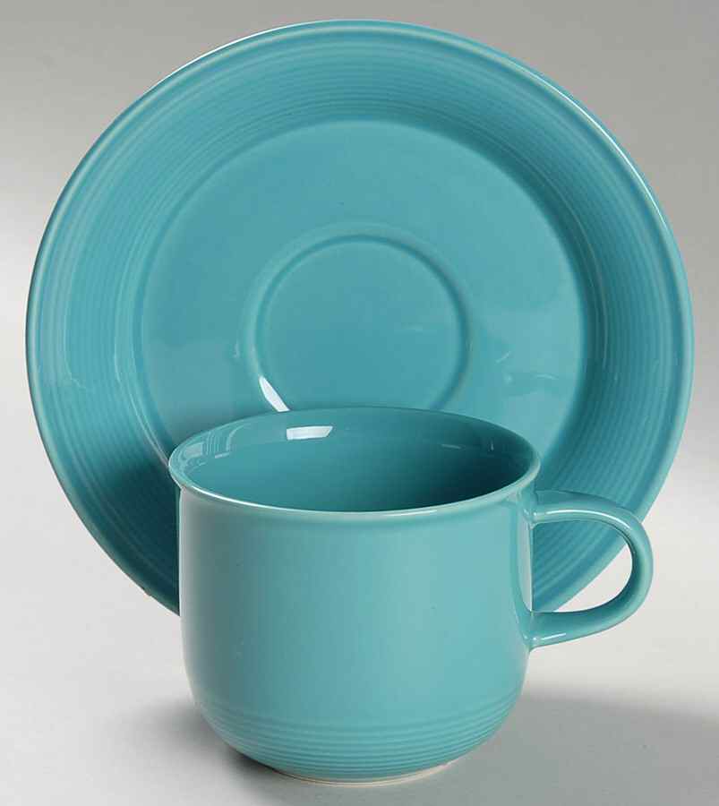 Solid Color Dark Aqua Flat Cup & Saucer Set by Nancy Calhoun-1